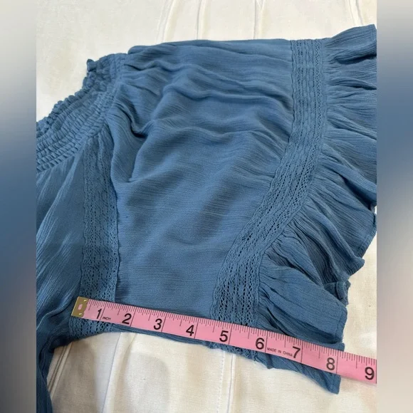 NWOT Free People Dream On Maxi Dress Coastal Blue Embroidered Lace Detail Sz Sm - Picture 11 of 16